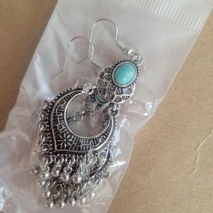 Silver and Turquoise Dangle Earrings